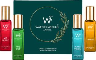 Wattle Castillo Luxuries Perfume Gift Pack Set 4 x 20ml With Dulce,OUD,Plant Vision,Congo Eau de Parfum  -  80 ml