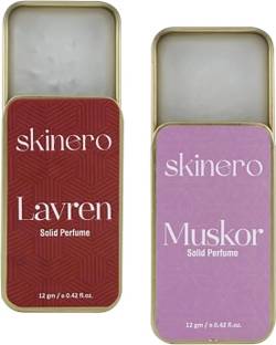skinero Combo Pack of Alcohol Free Solid Perfumes | Lavren & Muskor for Men & Women | Eau de Cologne  -  24 ml