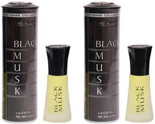 Al Nuaim Black Musk Attar Pack of 2 Great Fragrance Long-Lasting attar (6ml*2) Eau de Parfum  -  12 ml