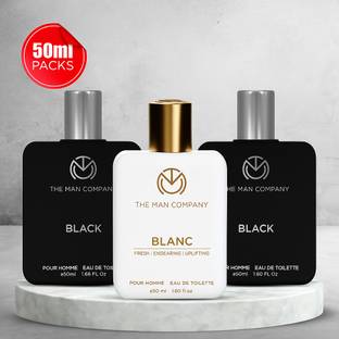 THE MAN COMPANY Iconic Perfumes, Black and Blanc EDT 3 x 50ml | Long-Lasting Fragrance Eau de Toilette  -  150 ml