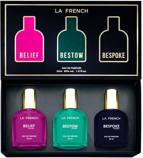 La French Perfume Gift Set for Men Belief | Bestow | Bespoke Long Lasting Scent 30ml X 3 Eau de Parfum  -  90 ml