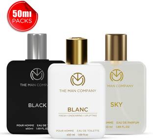 THE MAN COMPANY Signature Perfumes, Pack of 3 x 50ml | Black, Blanc, Sky | Long-Lasting Perfume  -  150 ml