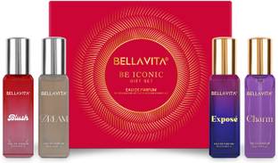 BELLAVITA BE ICONIC Perfume Gift Set|4x20ml|Long Lasting Fragrances|Fruity & Floral Notes| Eau de Parfum  -  80 ml