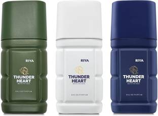 RIYA Thunderheart Green, White & Blue | Pack of 3 | 30ml Each Eau de Parfum  -  90 ml