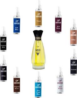 HP Unisex Perfume Gift Set I 10x10ml tester Trial+Gold 30ml Long-lasting Fragrance Eau de Parfum  -  130 ml