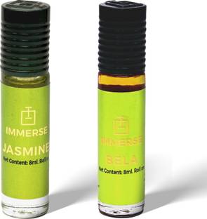 Immerse Roll On Attar/Ittar White flower Fresh Jasmine Non Alcoholic Long lasting Perfume  -  16 ml