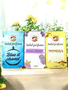Thepearlsstudio Solid Perfume Pack of 3 |Blue D , Musk-Berry & Mimosa | 3 x 10ml Eau de Cologne  -  30 ml
