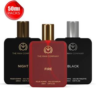 THE MAN COMPANY Premium Perfume Combo 3 x 50ml | Black, Fire & Night | Long-Lasting Fragrance Perfume  -  150 ml
