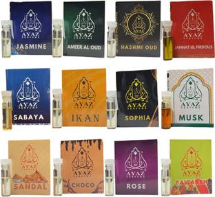 Ayaz Perfume Super Pack Long-Lasting Alcohol-Free Attar 12 Pcs 1ML each Combo Pack Eau de Toilette  -  12 ml