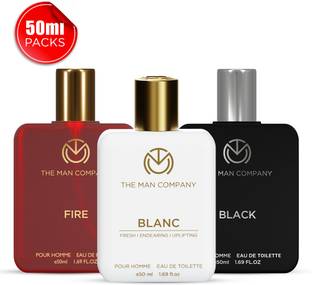 THE MAN COMPANY Perfume for Men Combo 3 x 50ml | Black, Blanc, Fire | Long-Lasting Fragrance Perfume  -  150 ml