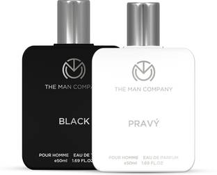 THE MAN COMPANY Black with Pravy Perfume Combo 2 x 50ml | Long-Lasting Fragrance for Men | Men's Perfume  -  100 ml