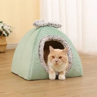 gvnd Igloo Dog House Portable Cat Igloo Bed with Removable Cushion, 2 in 1 L Pet Bed M Pet Bed