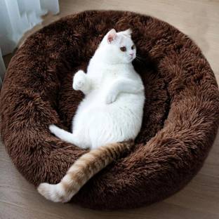 Zexsazone The round donut pet bed is perfect for indoor cats and puppies winter, Summer M Pet Bed