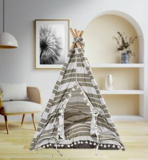 AAURAS Tepee Blue & Natural Pet Bed, Dog Bed, Cat Bed, Mini Pet House L Pet Bed