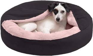 Petslover Round Hooded Fabric Dog Bed with Attached Blanket Hooded Donut Bed S Pet Bed