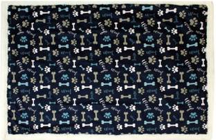 PAWPOURRI Printed Dog Blanket – Navy Bone Design | Lightweight Polyester | Pet Throw Dog, Cat Blanket