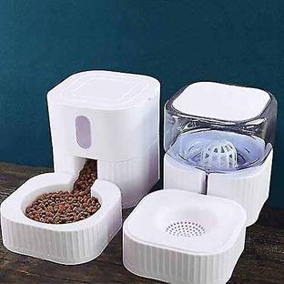 HomeFast Automatic Cat Feeder and Water Dispenser, 1.8L Gravity Pet Food Feeder Plastic Pet Bowl & Bottle