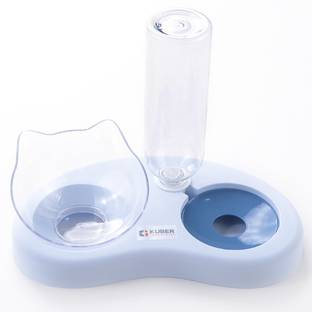 KUBER INDUSTRIES 2-in-1 Cat & Dog Bowl Set With Replaceable Water Bottle|Premium PP Plastic| Polypropylene Pet Bowl & Bottle