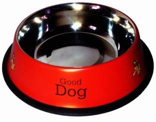 Pet Club51 Printed Bowl Round Stainless Steel Pet Bowl