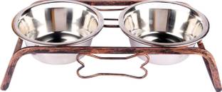 Home Bargains Dog Bowl With Stand Food and Water bowl for Large Dogs Pet Feeding Bowl Iron, Stainless Steel Pet Bowl