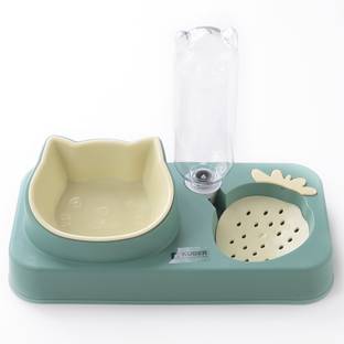 KUBER INDUSTRIES 2-in-1 Cat & Dog Bowl Set With Replaceable Water Bottle|Premium PP &ABS Plastic| Polypropylene Pet Bowl & Bottle