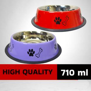 FOURESTA Large Dog Bowl 700 ml Combo Pack of 2 Feeding Bowls for Dog Non-Skid Dog Bowl Stainless Steel Pet Bowl