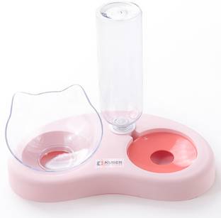 KUBER INDUSTRIES 2-in-1 Cat & Dog Bowl Set With Replaceable Water Bottle|Premium PP Plastic| Polypropylene Pet Bowl & Bottle