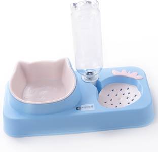 KUBER INDUSTRIES 2-in-1 Cat & Dog Bowl Set With Replaceable Water Bottle|Premium PP & ABS Plastic Polypropylene Pet Bowl & Bottle