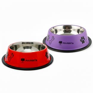 FOURESTA Large Dog Bowl 700 ml Combo Pack of 2 Feeding Bowls for Dog Non-Skid Dog Bowl Stainless Steel Pet Bowl