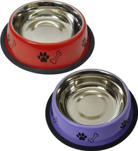 FOURESTA Large Dog Bowl 720 ml Combo Pack of 2 Feeding Bowls for Dog Non-Skid Dog Bowl Stainless Steel Pet Bowl