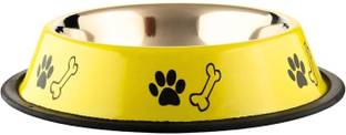 Petfun Stainless Steel Bone Printed Food Water Feeding Bowl for Dogs & Cat-1800ML, Stainless Steel Pet Bowl
