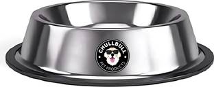 chullbull pet products Dog/Cat Food & Water Bowl, Pet Feeding Bowl for Dogs & Cats (Silver,400ml) Stainless Steel Pet Bowl