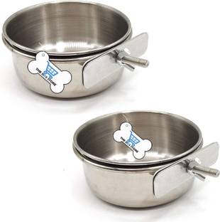 THE DDS STORE 2PCS Bird Feeding Dish Cups, Stainless Steel Bowl Coop Cup, Bird Cage Water Bowl Stainless Steel Pet Bowl
