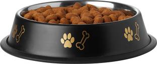 CIBO CIBO Super Anti Skid Pantone Design Dog Bowl (X-Large, Black) Round Steel Pet Bowl