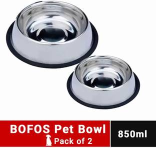 BOFOS Anti Skid Pack of 2 Stainless Steel Pet Bowl