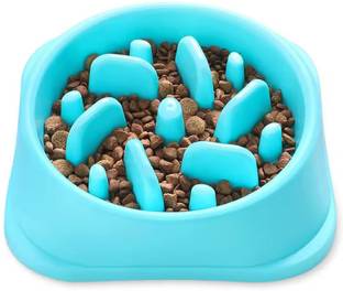 DogTrust 1 pcs slow dog food feeder non slip base plastic dog bowl random color Plastic Pet Bowl