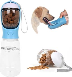 TGOPIT Dog Water Bottle and Food Container, Dog Walking Travel Bottle Plastic Pet Bowl & Bottle