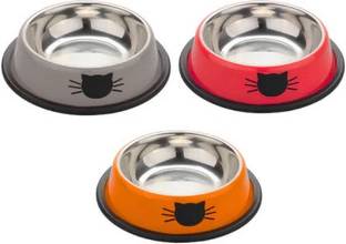 PAWPOURRI Anti Skid ,Non-Slip Cat Feeding Bowl for Kitten ,Cat and pets Stainless Steel Pet Bowl & Bottle