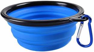 Qpets Collapsible Silicone Dog Bowl, Pet Bowl, Cat Bowl, Foldable Expandable Cup round Silicone Pet Bowl