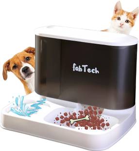 FAB TECH Automatic Pet Feeder & Water Dispenser, 3L Food + 1L Water, for Dogs & Cats Polypropylene Pet Bowl & Bottle