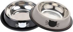 PAWPOURRI Anti Skid ,Non-Slip Cat Feeding Bowl for Kitten and pets Stainless Steel Pet Bowl & Bottle