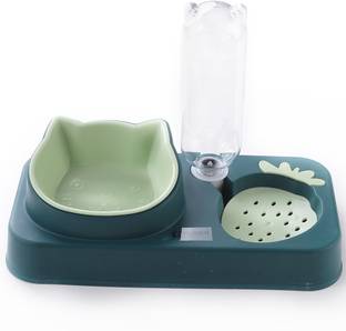 KUBER INDUSTRIES 2-in-1 Cat & Dog Bowl Set With Replaceable Water Bottle|Premium PP &ABS Plastic| Polypropylene Pet Bowl & Bottle
