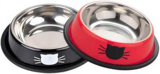 PAWPOURRI Anti Skid ,Non-Slip Cat Feeding Bowl for Kitten and pets Stainless Steel Pet Bowl & Bottle
