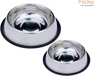 PetJoy Stainless Steel Pet Bowl, Anti-Skid Food & Water Bowl, Pack of 2 Stainless Steel Pet Bowl