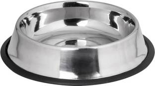 CIBO X-Large 1650 ML Super Premium Quality Anti Skid Scratch Proof Dog Bowl Round Silver Plated, Stainless Steel Pet Bowl