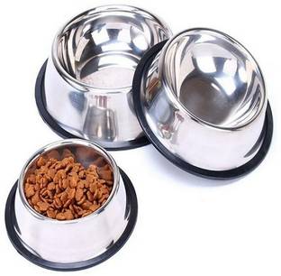 chullbull pet products Dog/Cat Size Stainless Steel Extra Small 200ML Bowl (Pack Of 3) Stainless Steel Pet Bowl