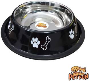 Petfun Stainless Steel Bone Printed Food Water Feeding Bowl for Dogs & Cat-700ML, Stainless Steel Pet Bowl