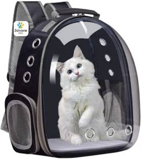 Zoivane Cat Travel Bag | Ventilation Holes & Breathable Mesh | Transparent Black Backpack Pet Carrier