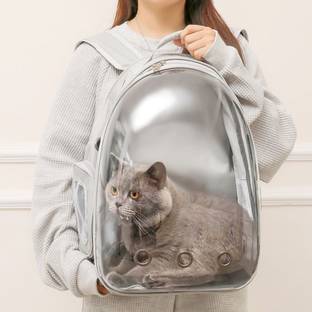 santorini Pet Carrier Backpack Designed with Breathable Space,Ventilated,Portable Cat Bag Grey Backpack Pet Carrier