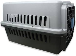 Plushmate Heavy Duty Plastic Handle Portable Pet Travel Carrier Cage & Kennel House Grey, Blackish Green Basket Pet Carrier